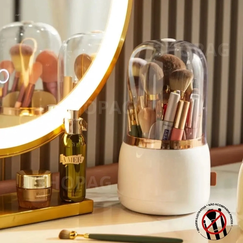 ORGANIZADOR PORTATIL PARA BROCHAS DE MAQUILLAJE, GIRATORIO 360 GRADOS. - 5