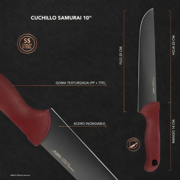CUCHILLO SAMURAI 10 PULGADAS WAYU - 3