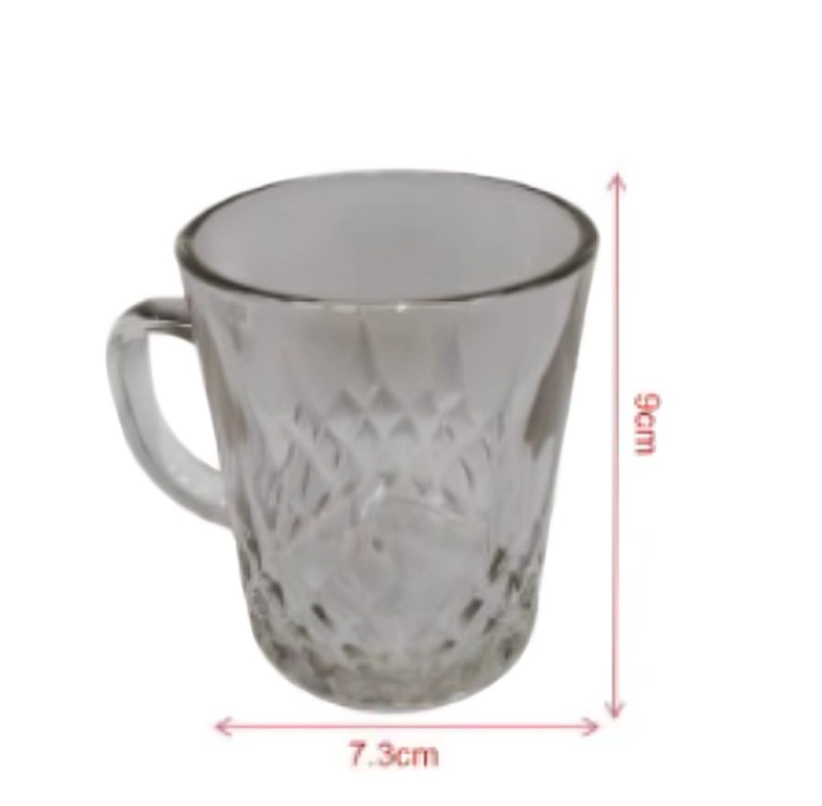 SET 6 TAZA DE VIDRIO TEXTURIZADA CON ASA PARA CAFE  O TE - 3