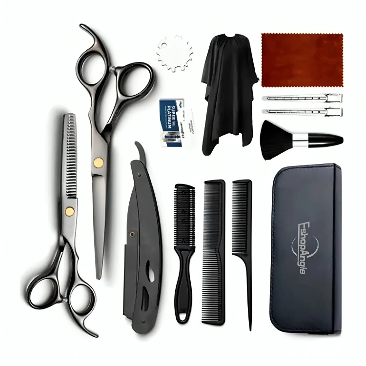 SET TIJERAS PELUQUERIA BARBERIA CORTA PELO ENTRESACADOR 14PC - 4