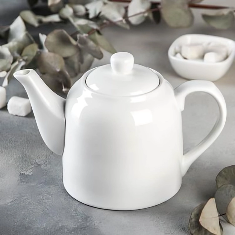 TETERA DE LOZA CON TAPA JARRA PARA TE  Y BEBIDAS - 3