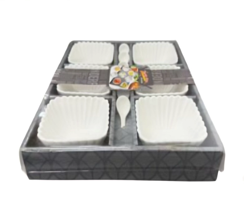 SET DE LOZA 6 PIEZAS CON CUCHARAS PLATOS PARA APERITIVOS Y SNACKS - 1