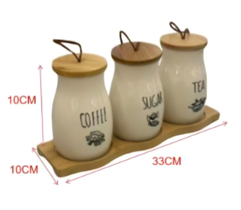 SET ESPECIERO 3 PIEZAS CON BASE TARROS PARA CAFE  AZUCAR Y TE - 1