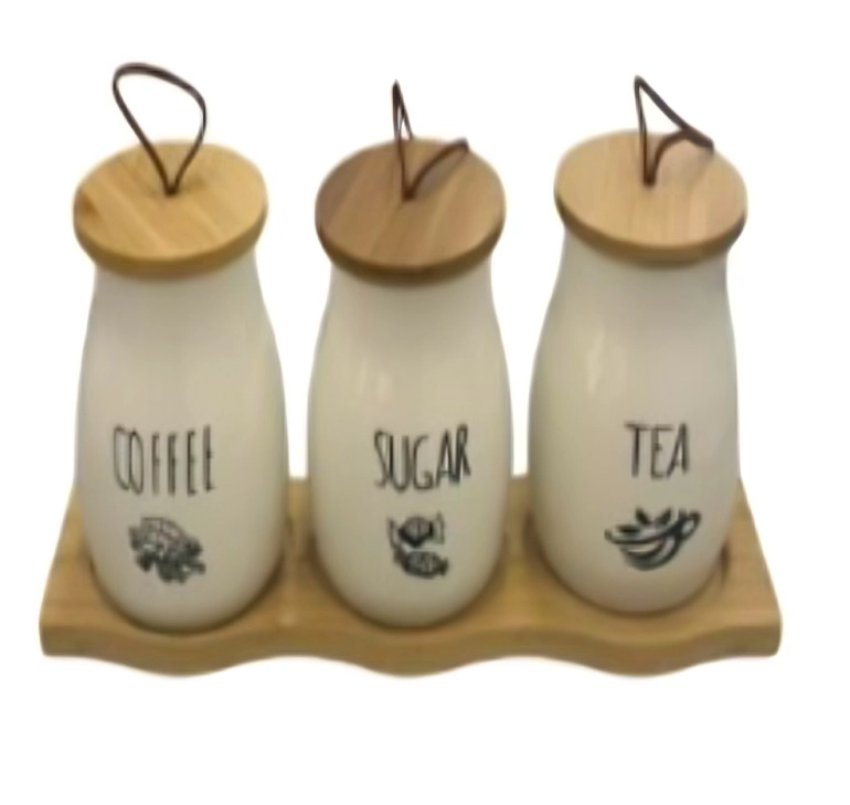 SET ESPECIERO 3 PIEZAS CON BASE TARROS PARA CAFE  AZUCAR Y TE - 3