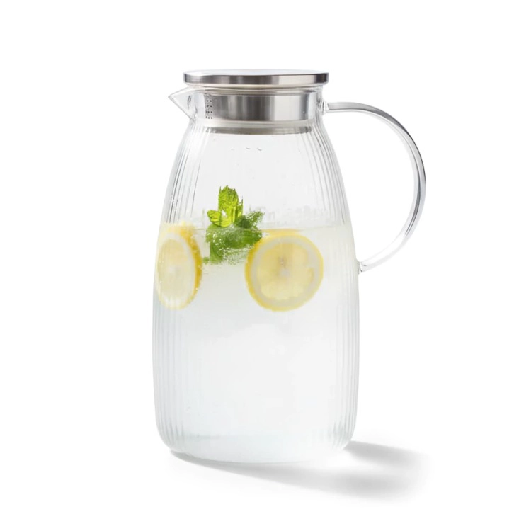 JARRA DE VIDRIO 22 CM CON TAPA JARRA PARA AGUA O JUGOS - 1