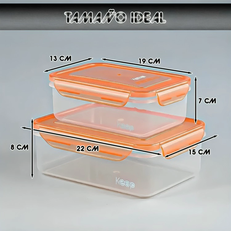 SET 2  CONTENEDOR DE ALIMENTOS HERME TICOS APILABLES KEEP - 4