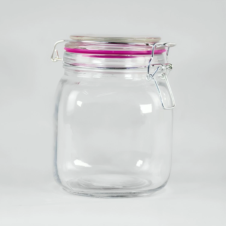 FRASCO CONTENEDOR HERMETICO DE VIDRIO GRANDE 1000ML KEEP ROSA - 1