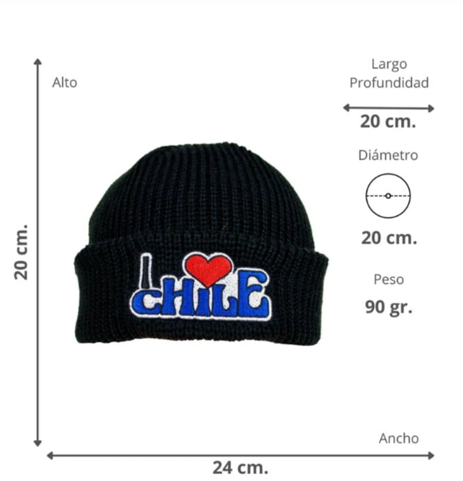 GORRO BEANIE BORDADO DISEÑO CHILE – GORRO TEJIDO UNISEX PARA INVIERNO - 3