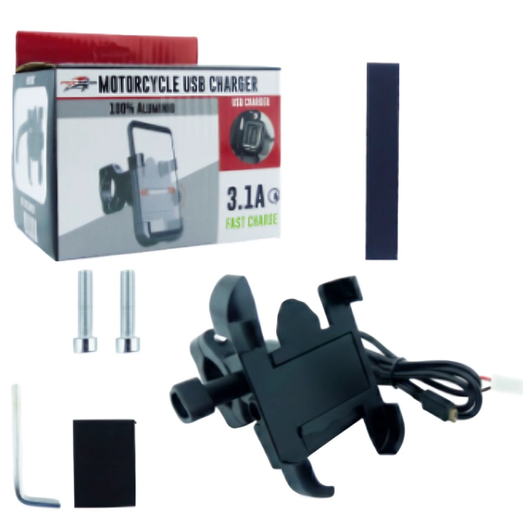 PORTA SMARTPHONE PARA MOTO  MANUBRIO CON USB - 3