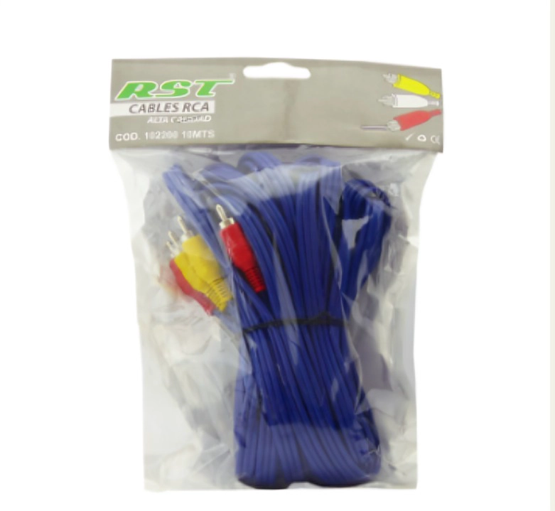 CABLE RCA 3X3 RCA 10 METROS RST AZUL - 3