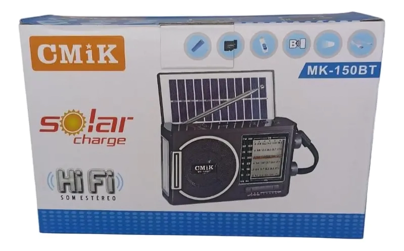 RADIO AM/FM BLUETOOTH CON LINTERNA Y CARGA SOLAR CMIK MK-150BT - 2