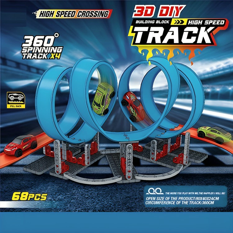 PISTA DE CARRERAS INFANTIL DE 68 PIEZAS CON TRIPLE LOOP - 1
