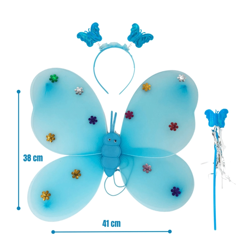PACK X3 ALAS DE MARIPOSA – CONJUNTO ALA/VARITA AZUL - 1