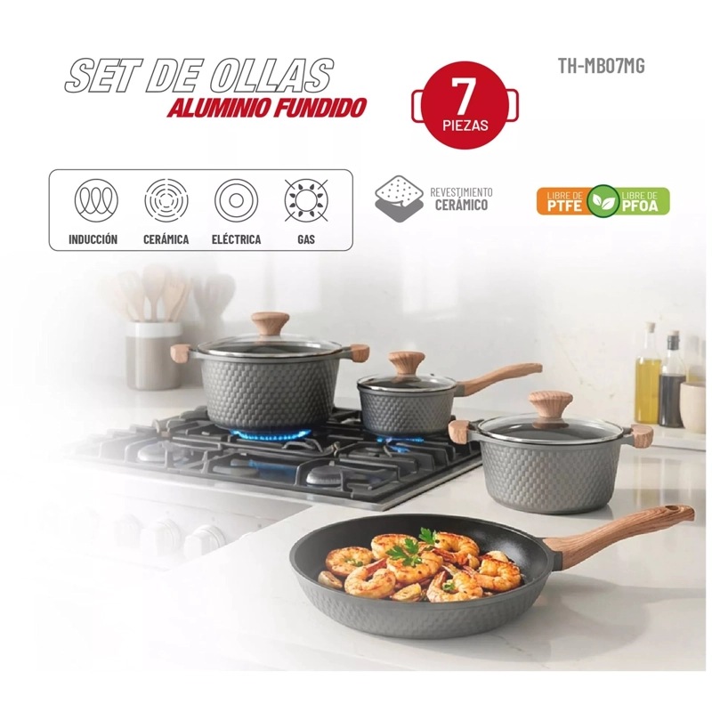 SET DE BATERIA 7P TH-MB07GM ALUMINIO FUNDIDO GRIS - 4