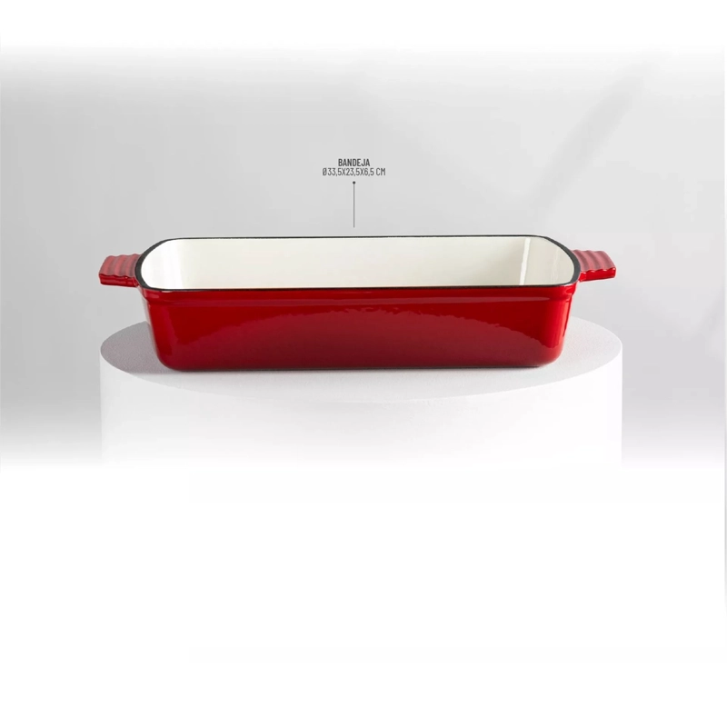 BANDEJA RECTANGULAR TH-MFU39R HIERRO FUNDIDO ESMALTADO ROJO - 1