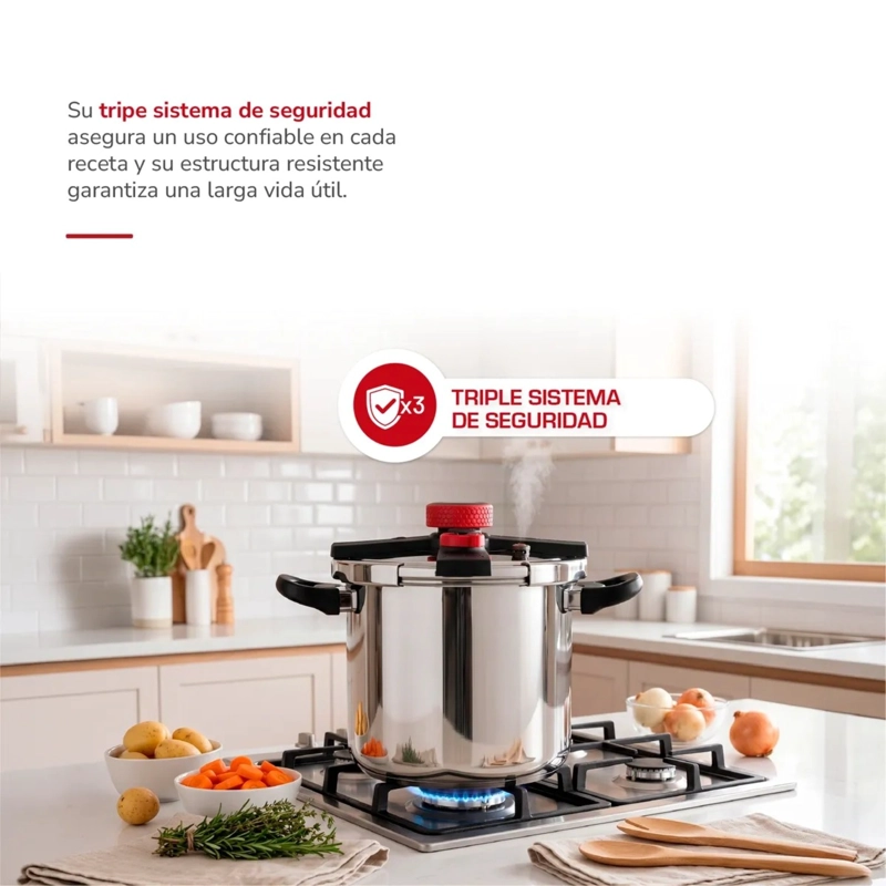 OLLA A PRESION 10L TH-MOP10I DE ACERO INOXIDABLE PLATEADO - 4