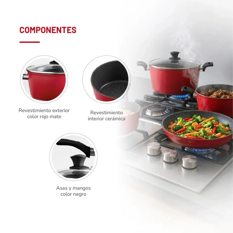 SET DE BATERIA 7P TH-MB07RN ALUMINIO FORJADO ROJO - 3
