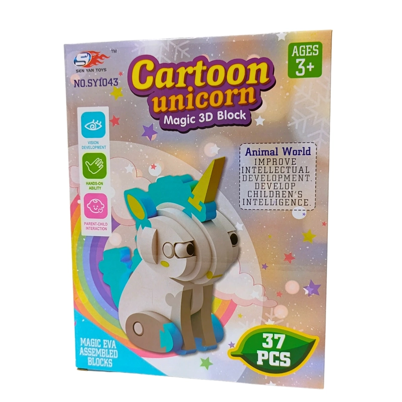PACK X 3 BLOQUES DE CONSTRUCCION DE EVA 3D UNICORNIO (37PCS) - 4