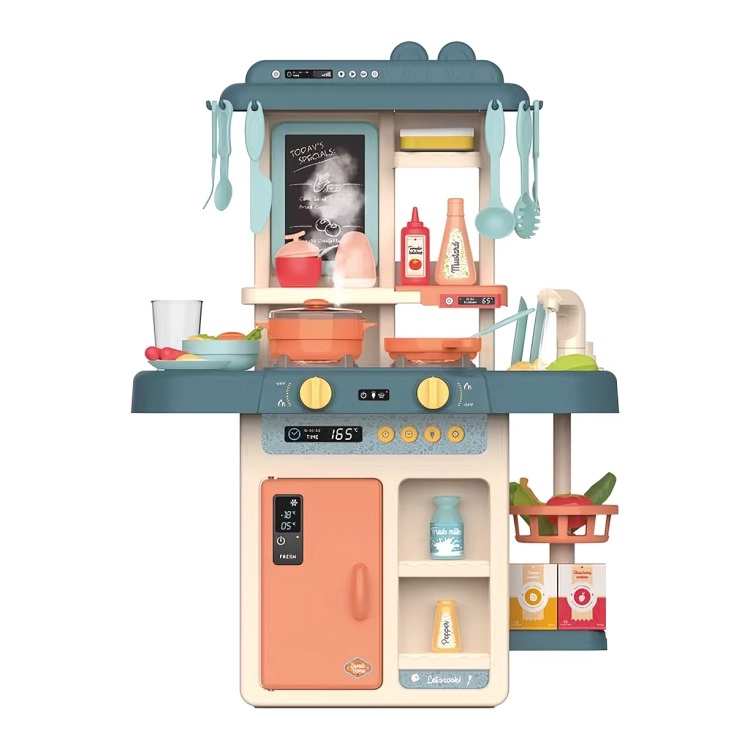 COCINA INFANTIL INTERACTIVA 63CM 55 PIEZAS ROSADA AZUL - 1