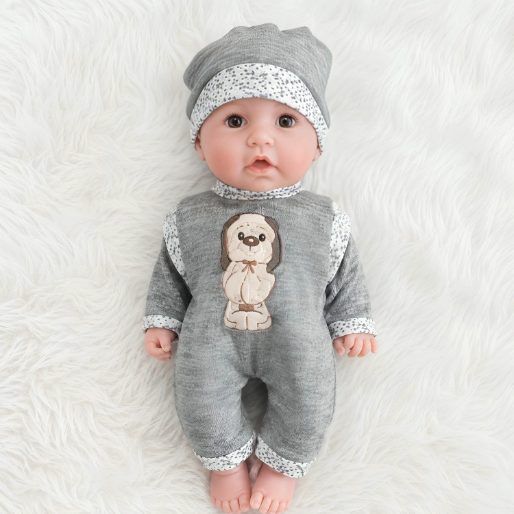 MUÑECA BEBE 30CM CON ACCESORIOS GRIS - 1