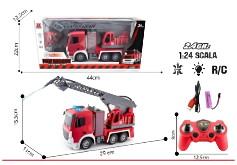 CAMION DE BOMBEROS 1:24 A CONTROL REMOTO ROJO - 3