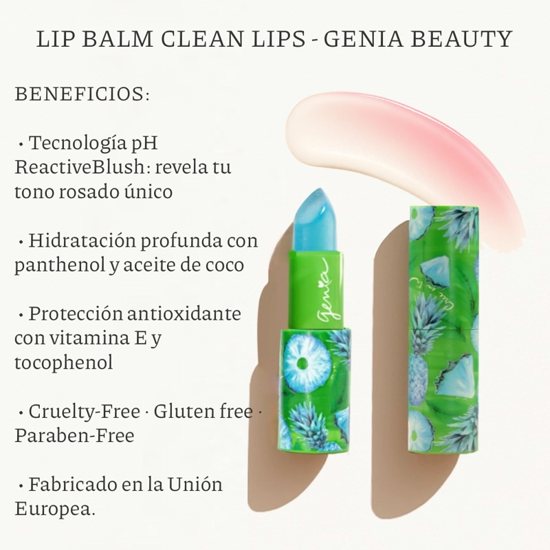 GENIA BEAUTY - LIP BALM CLEAN LIPS - BALSAMO LABIAL HIDRATANTE - 3