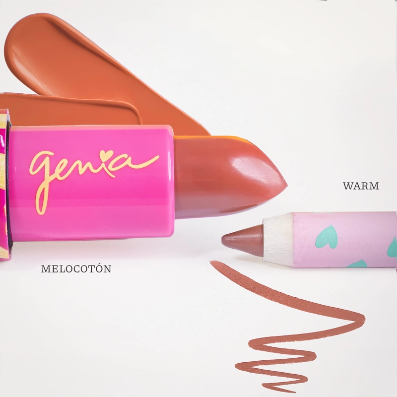 GENIA BEAUTY - DUO PEACHYWARM - LAPIZ LABIAL Y DELINEADOR CREMOSO - 3