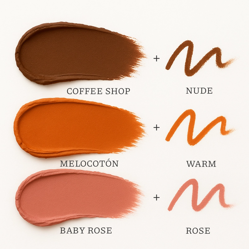 GENIA BEAUTY - DUO PEACHYWARM - LAPIZ LABIAL Y DELINEADOR CREMOSO - 5