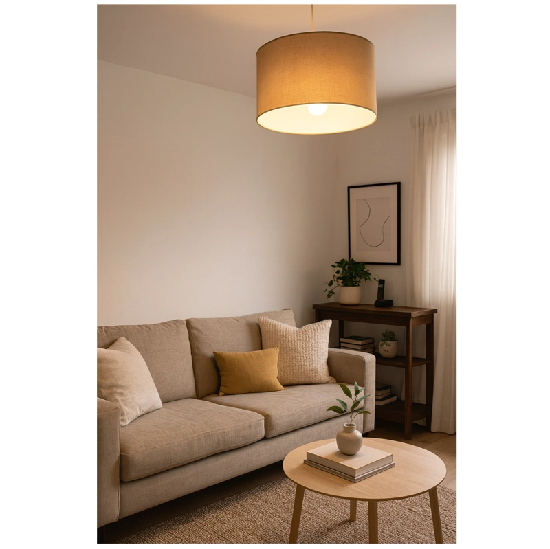 LAMPARA COLGANTE TAMBOR NUEZ - 7