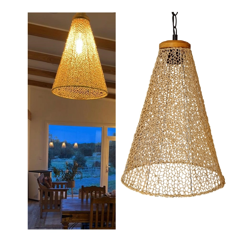 LAMPARA COLGANTE CONO TEJIDA - 1