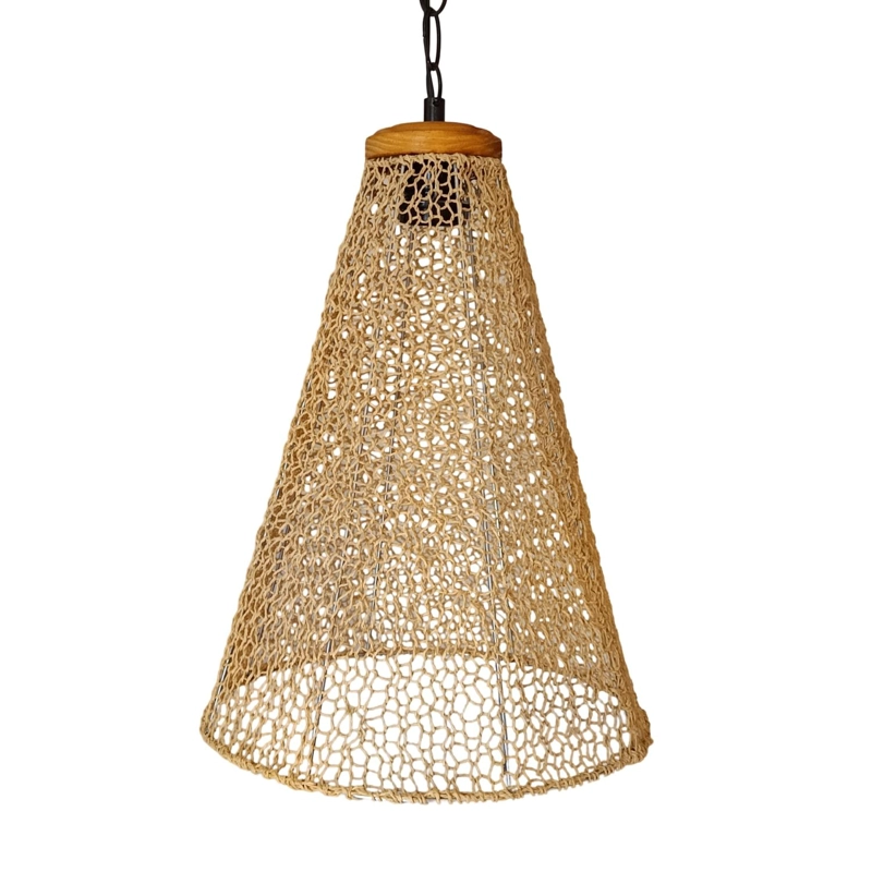 LAMPARA COLGANTE CONO TEJIDA - 4