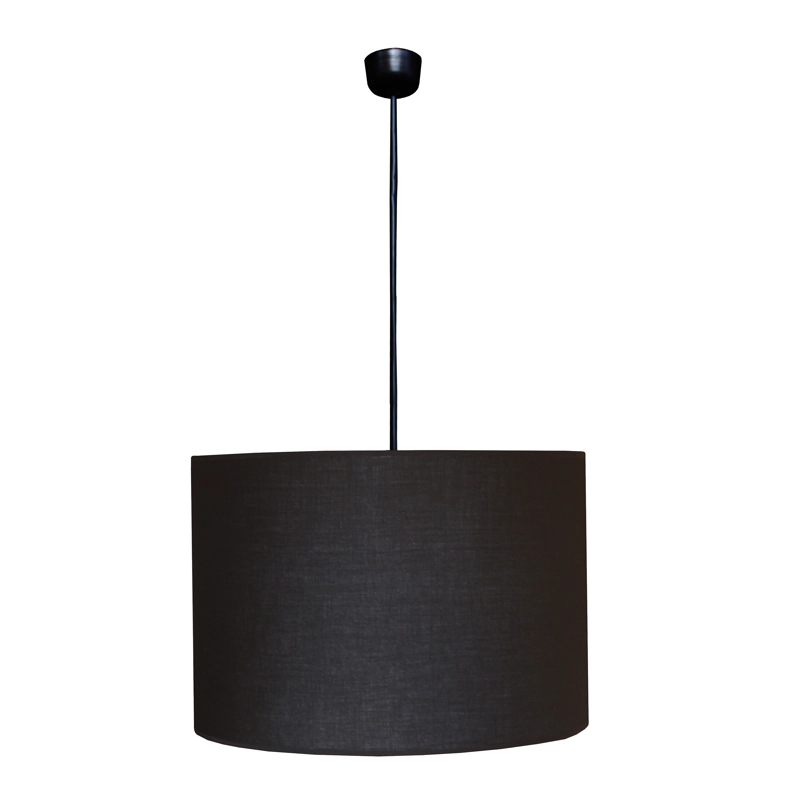 LAMPARA COLGANTE TAMBOR NEGRO PLUMAS INTERNAS - 6