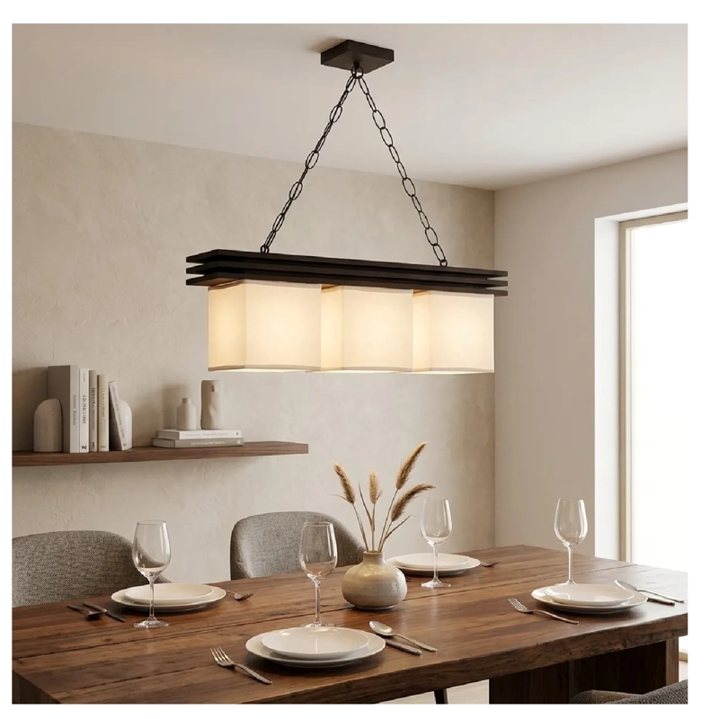 LAMPARA COLGANTE SIMA MADERA BLANCO 3L - 5