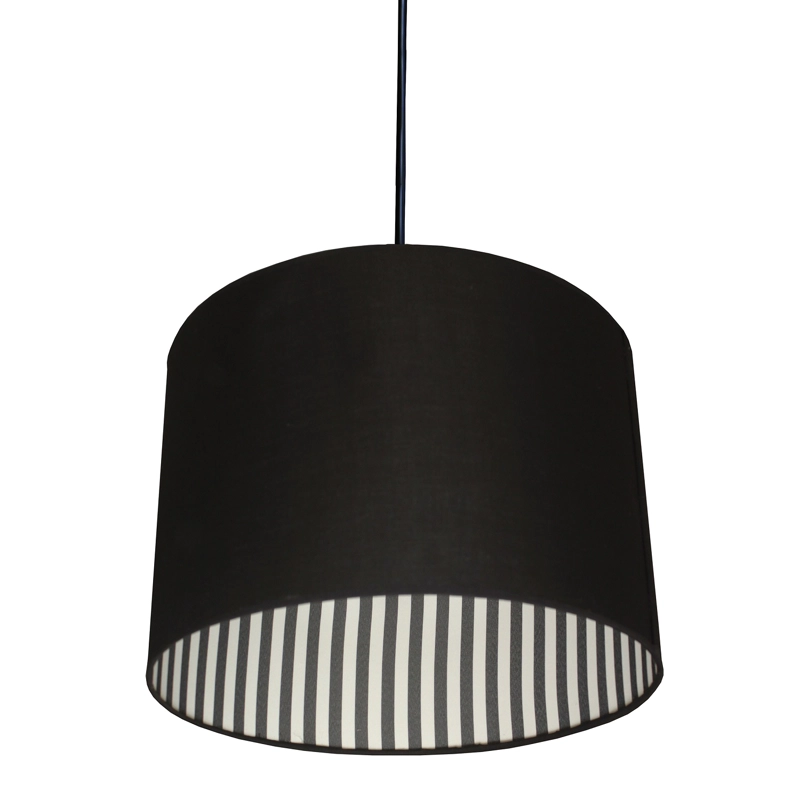 LAMPARA COLGANTE TAMBOR NEGRO LINEAS INTERNAS - 2