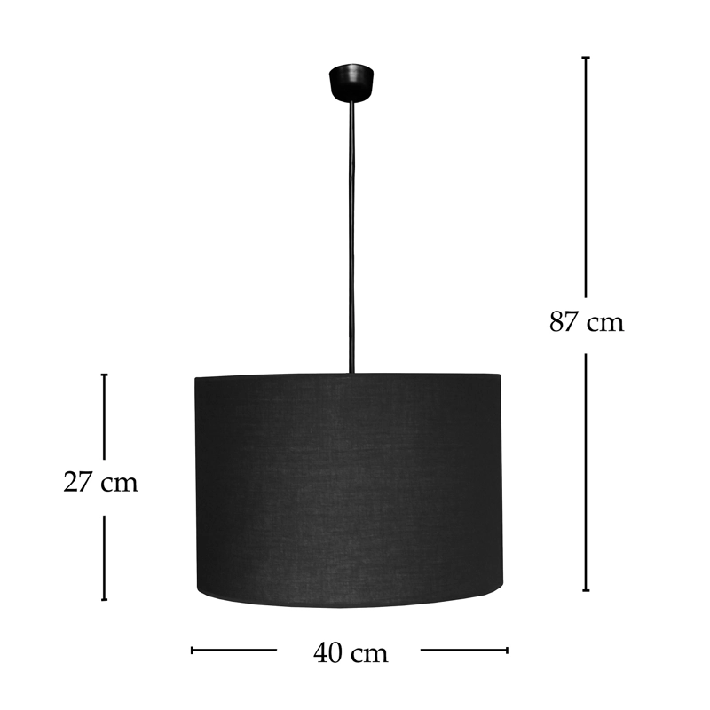 LAMPARA COLGANTE TAMBOR NEGRO LINEAS INTERNAS - 3