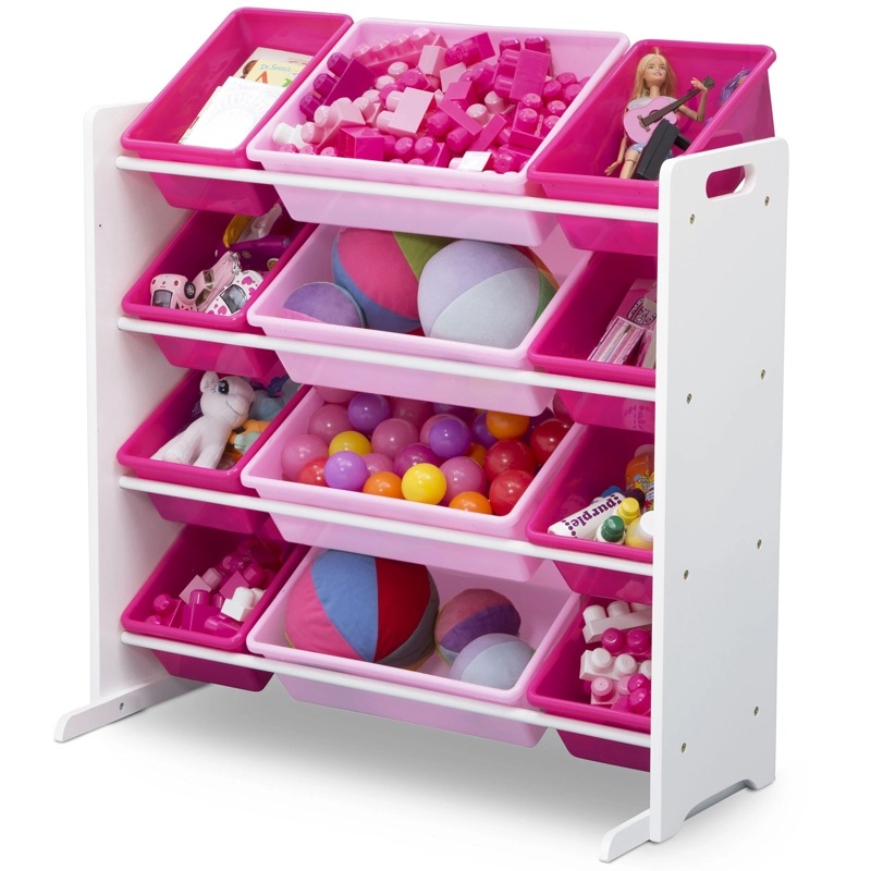 ORGANIZADOR INFANTIL DE 12 CONTENEDORES DE PLASTICO ROSADO Y FUCSIA DELTA CHILDREN - 1