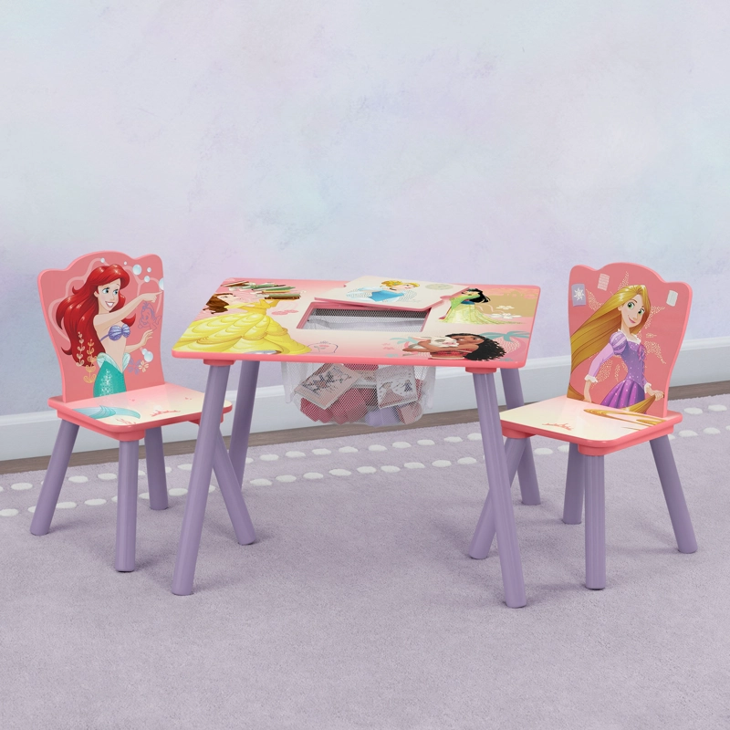JUEGO DE MESA Y SILLAS INFANTIL  PRINCESAS DISNEY CON ALMACENAMIENTO Y 2 SILLAS INCLUIDAS DELTA CHIL - 1