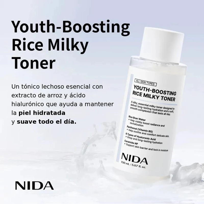 TONICO NIDA RICE MILKY TONER 150 ML ILUMINADOR - 3