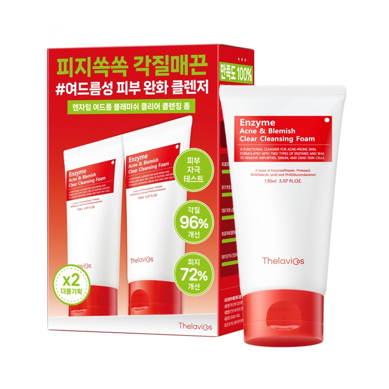 ENZYME ACNE BLEMISH CLEAR CLEANSING FOAM DOUBLE SET 150ML + 150ML THELAVICOS - 1
