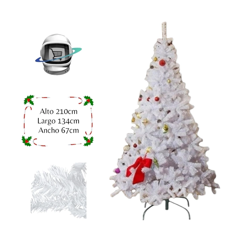 ARBOL DE NAVIDAD 210CM BLANCO RAMAS TRADICIONAL - 1