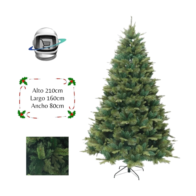 ARBOL DE NAVIDAD 210CM TRIPLE RAMAS HOJAS FRONDOSO - 1