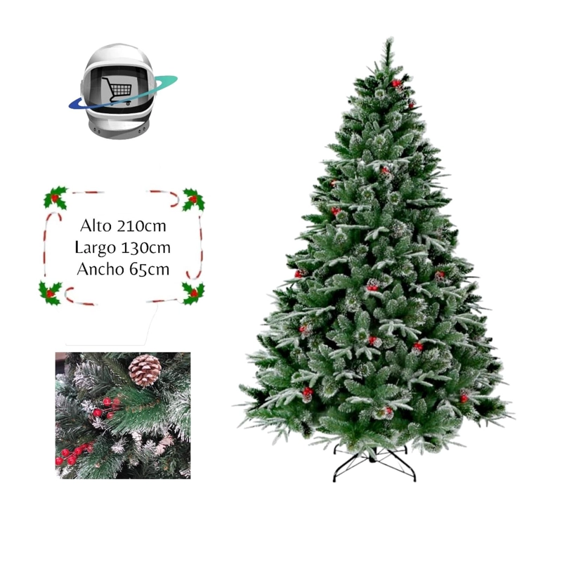 ARBOL DE NAVIDAD 210CM NEVADO BERRIES PIÑA TRIPLE - 1