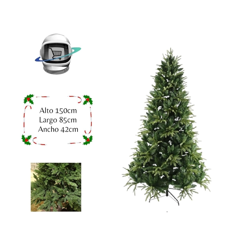 ARBOL DE NAVIDAD 150CM HOJAS RAMAS BICOLOR SUAVE - 1