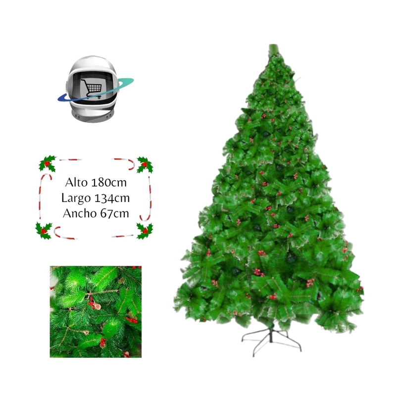 ARBOL DE NAVIDAD 180CM BERRIES PIÑA RAMAS FRONDOSO - 1