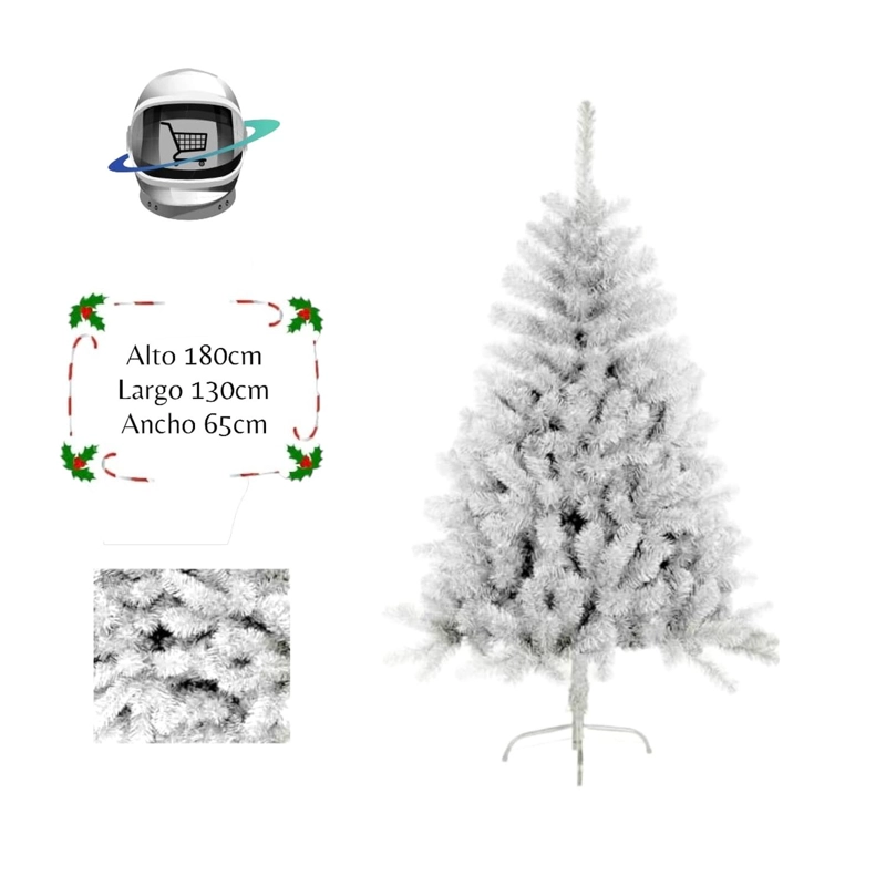 ARBOL DE NAVIDAD 180CM BLANCO RAMAS TRADICIONAL - 1