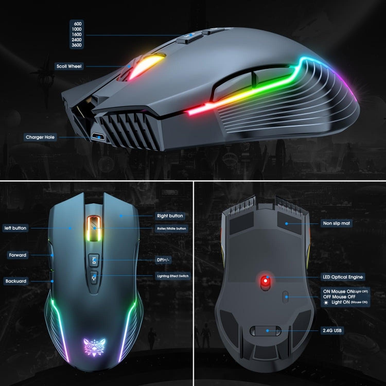 MOUSE GAMER ONIKUMA CW905 2.4GHZ - 6