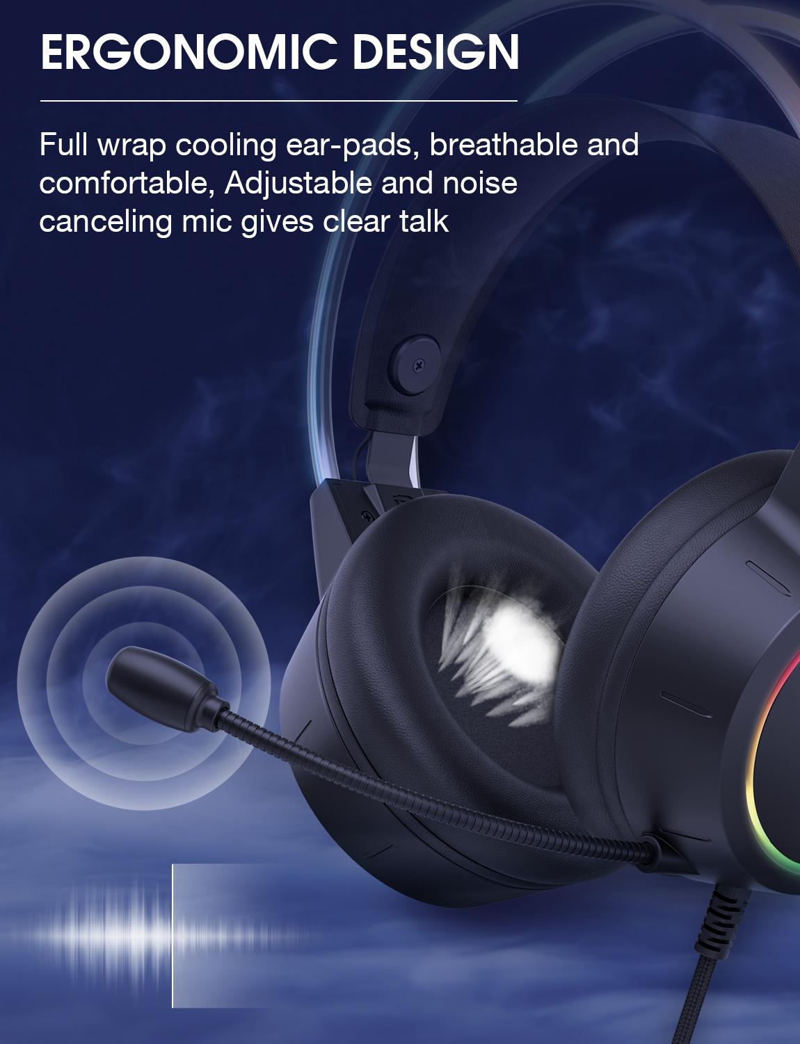 AUDIFONOS PERIFE RICOS GAMER ONIKUMA X15 PRO RGB - 5