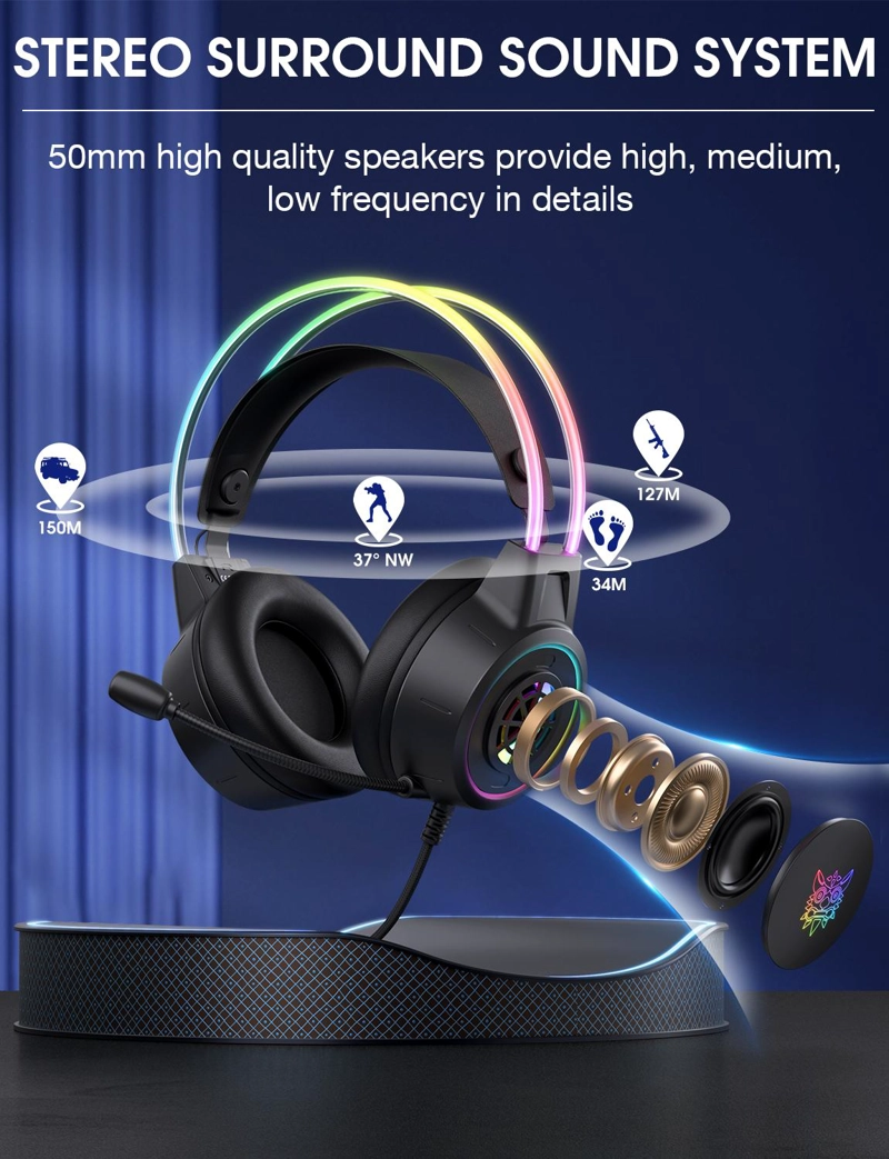 AUDIFONOS PERIFE RICOS GAMER ONIKUMA X15 PRO RGB - 6