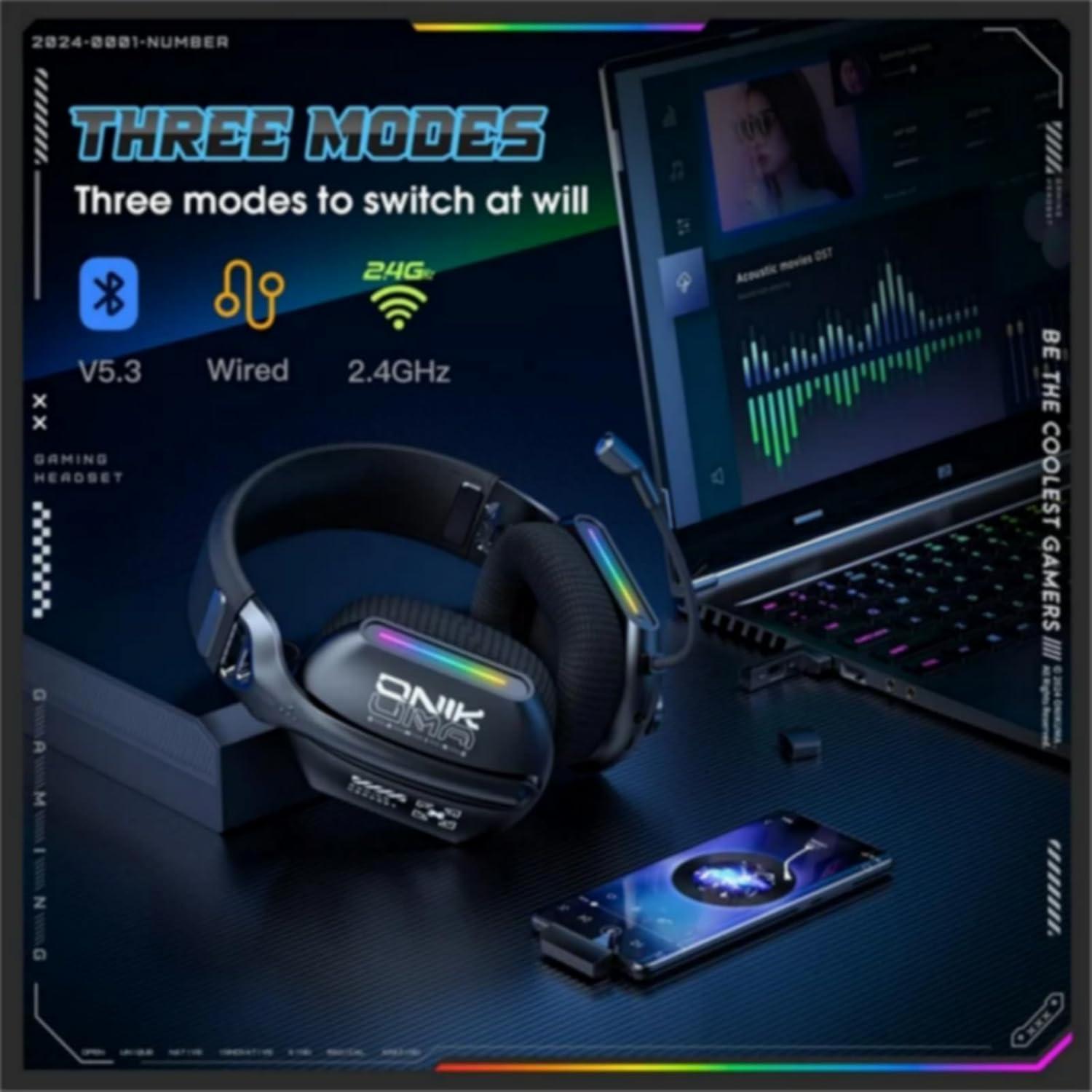 AUDIFONOS PERIFE RICOS GAMER ONIKUMA GT808 TRIMODE - 5