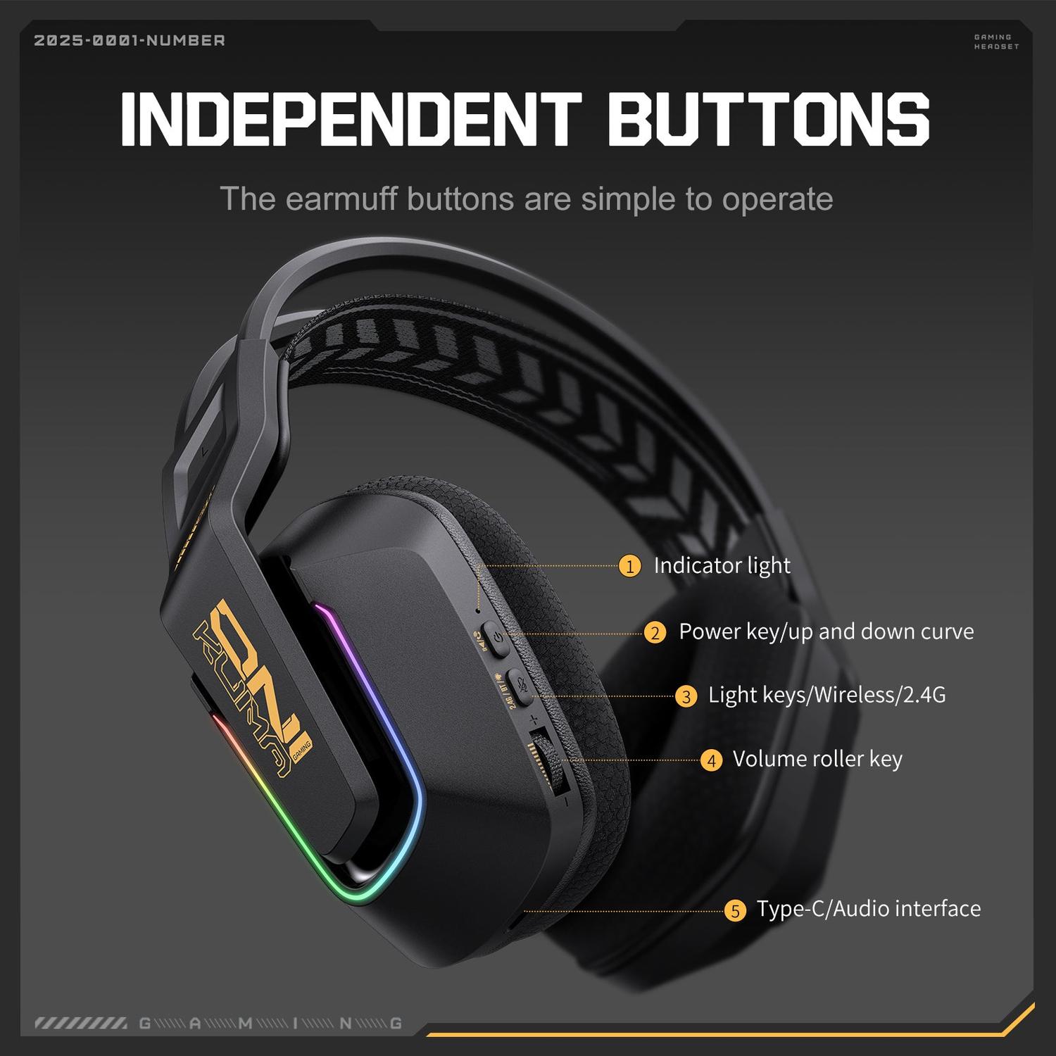 AUDIFONOS PERIFE RICOS GAMER ONIKUMA GT828 MULTI MODE - 6